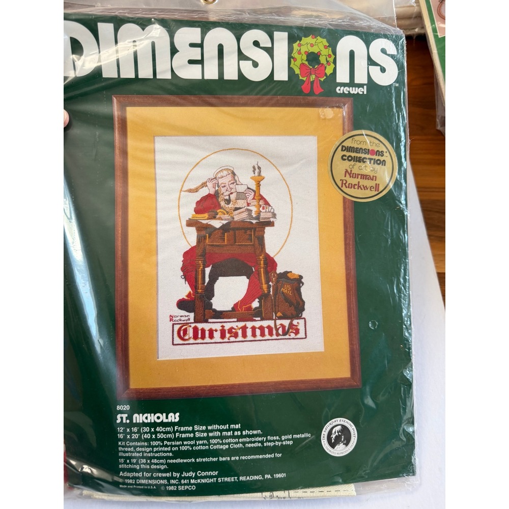 VTG Dimensions St Nicholas Crewel Kit 12x16 Santa Norman Rockwell 8020